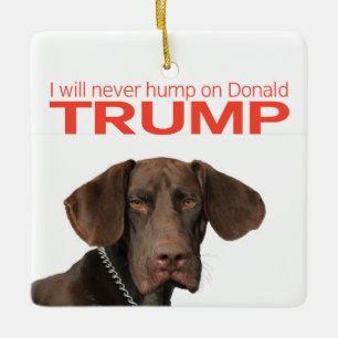 Ornamento De Cerâmica Nunca vou bater no Donald Trump!