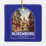 Ornamento De Cerâmica Nuremberg Germany Viagem Art Vintage<br><div class="desc">Viagem de vetor de Nuremberga. Impressionante,  excitante,  colorido,  poderoso e trágico: Nuremberga refletiu a história alemã desde a Idade Média.</div>