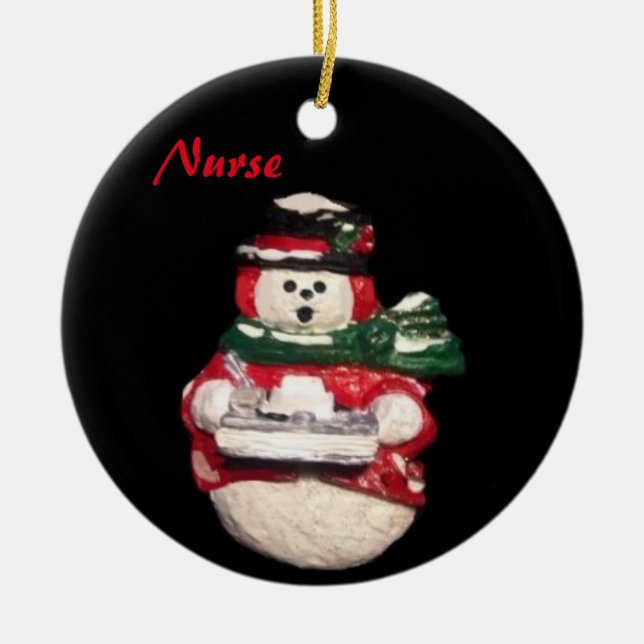 ORNAMENTO DE CERÂMICA NURSE SNOWMAN COLLECTOR CHRISTMAS (Frente)