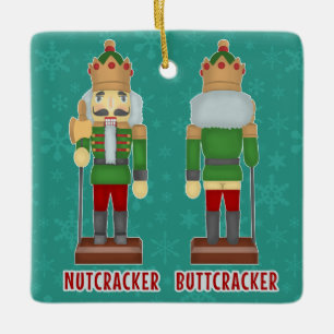 Ornamento De Cerâmica Nutcracker engraçado Buttcracker do Natal cómico