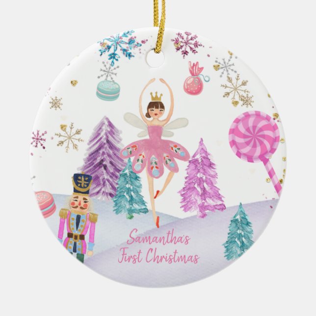 Ornamento De Cerâmica Nutcracker First Christmas Cerâmica Ornament (Frente)