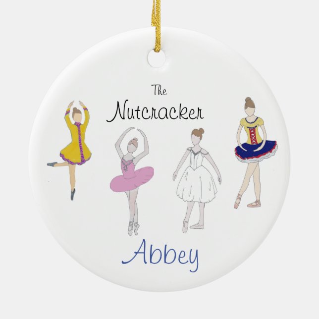 Ornamento De Cerâmica Nutcracker personalizável Dew/Snow/Columbine/Chinê (Traseira)