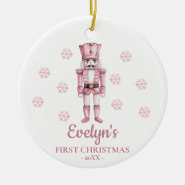 Ornamento De Cerâmica Nutcracker Personalized Girl's First Christmas