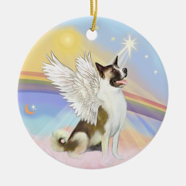 Ornamento De Cerâmica Nuvens - Anjo de Akita (Frente)