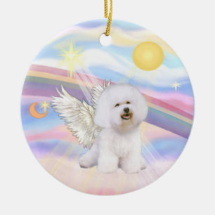 Ornamento De Cerâmica Nuvens - Anjo do Bichon Frise