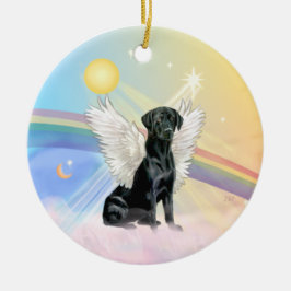 Ornamento De Cerâmica Nuvens - Anjo Labrador Preto