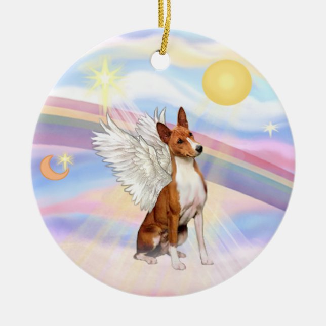 Ornamento De Cerâmica Nuvens - Basenji (Frente)