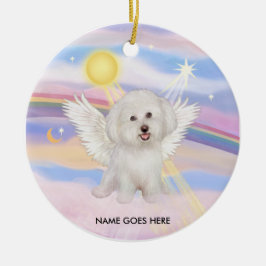 Ornamento De Cerâmica Nuvens - Bichon Angel (#7), NOME AQUI
