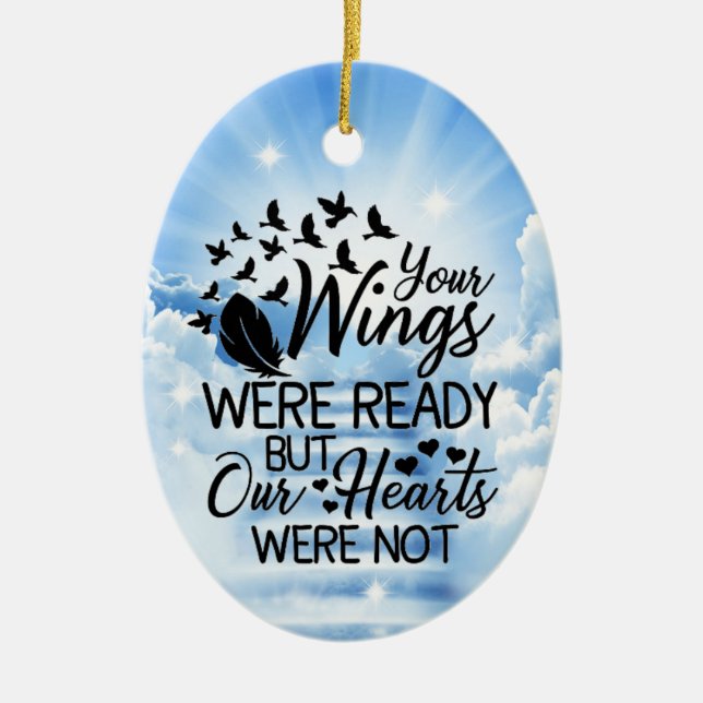 Ornamento De Cerâmica Nuvens em memória de um amado no Natal (Frente)