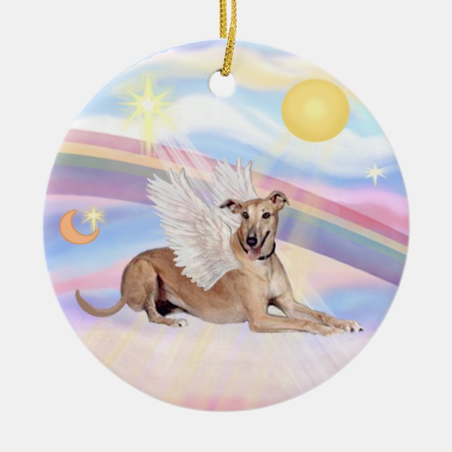 Ornamento De Cerâmica Nuvens - Greyhound (filhote) (Frente)