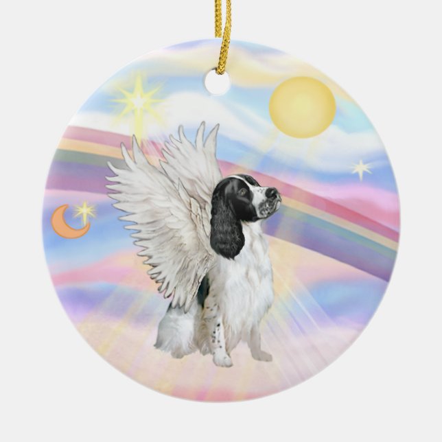 Ornamento De Cerâmica Nuvens - Inglês Springer Spaniel (Frente)