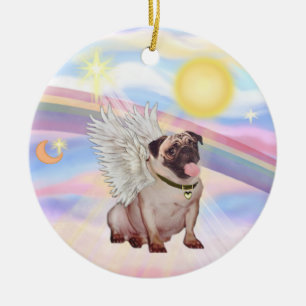Ornamento De Cerâmica Nuvens - Pug Angel (desmaiar)