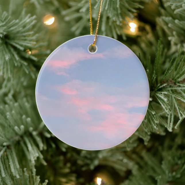 Ornamento De Cerâmica Nuvens rosa personalizáveis (Árvore)