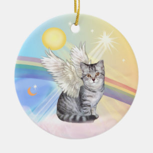 Ornamento De Cerâmica Nuvens - Tigre Tiger Cat Angel