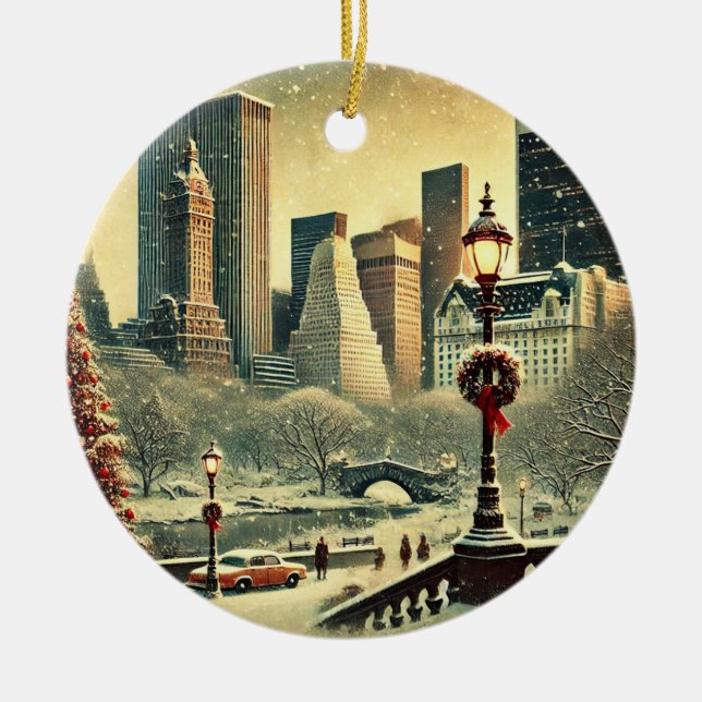 Ornamento De Cerâmica NY - Iconic Holiday Magic in the Big Apple (Frente)