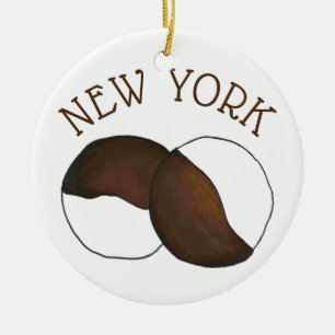Ornamento De Cerâmica NYC Nova Iorque Black and White Cookie