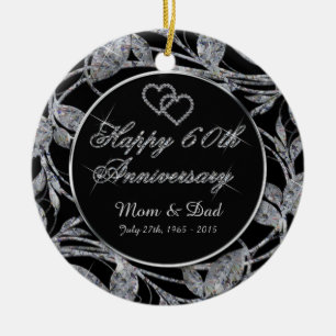 Ornamento De Cerâmica O 60th diamante feliz do aniversário sae de DBL