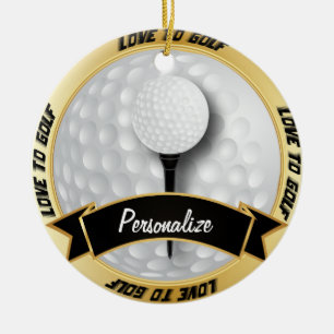 Ornamento De Cerâmica O amor ao golfe no branco personaliza
