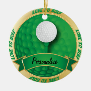Ornamento De Cerâmica O amor ao golfe no verde personaliza