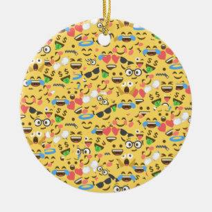 Ornamento De Cerâmica o amor bonito do emoji ouve o teste padrão do ris