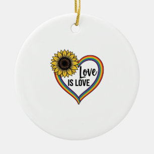 Ornamento De Cerâmica O Amor é Amor Girassol Coração Camisa Vintage Veto
