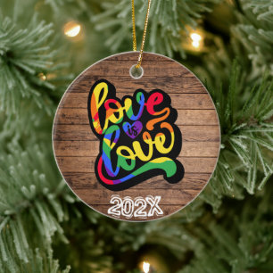 Ornamento De Cerâmica O Amor é Amor LGBTQIA+ Nome Personalizado- Ano