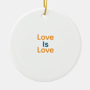 Ornamento De Cerâmica O amor é o gay do orgulho cor azul laranja do LGBT