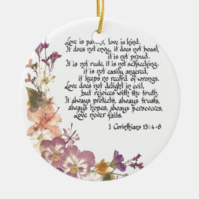 Ornamento De Cerâmica O amor é paciente (Frente)