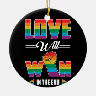 Ornamento De Cerâmica O Amor Vai Ganhar No Fim Da Orgulho gay LGBT Ally