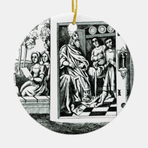 Ornamento De Cerâmica O ancião da montanha que dá ordens a seu f