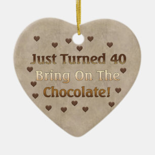 Ornamento De Cerâmica O aniversário de 40 anos significa o chocolate