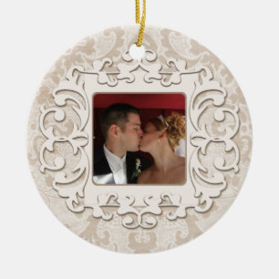 Ornamento De Cerâmica O aniversário de casamento elegante personaliza a