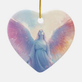 Ornamento De Cerâmica O Anjo Pastel na Árvore Romântica de Valentine