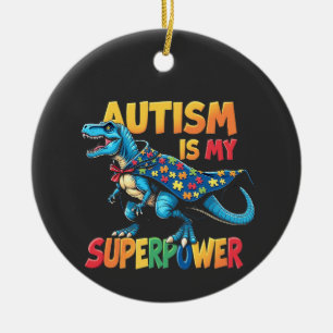 Ornamento De Cerâmica O Autismo É Meu Superpoder Dinossauro Conscientiza