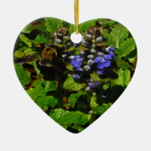 Ornamento De Cerâmica O bálsamo de abelha roxo e Bumble a abelha