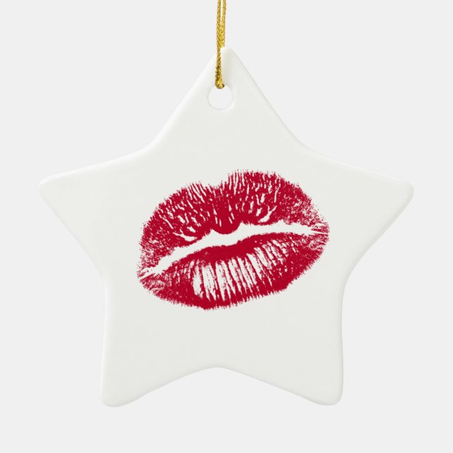 Ornamento De Cerâmica O Beijo, Lábios Vermelhos (Frente)