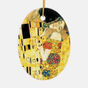 Ornamento De Cerâmica O beijo pela arte Nouveau de Gustavo Klimt