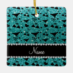 Ornamento De Cerâmica O biquini azul do brilho do ovo conhecido feito