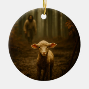 Ornamento De Cerâmica O Bom Pastor e a Ovelha Perdida – Jesus & Cordeiro