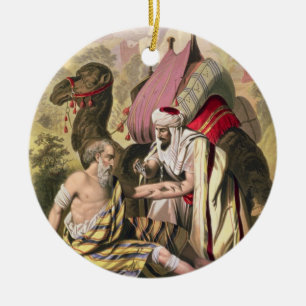 Ornamento De Cerâmica O bom samaritano, de uma bíblia impressa por
