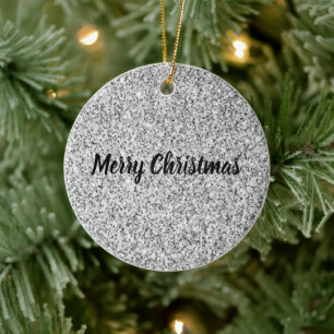 Ornamento De Cerâmica O brilho da prata brilha preto branco Personalizar