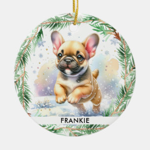 Ornamento De Cerâmica O Buldogue Francês Personalizou o Cachorro
