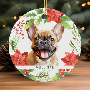 Ornamento De Cerâmica O Buldogue Francês Personalizou o Pet Dog Natal