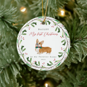 Ornamento De Cerâmica O Cachorro é o meu primeiro Natal com o nome Corgi