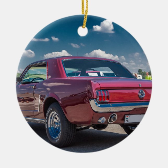 Ornamento De Cerâmica O carro ostenta o metal vermelho das engrenagens (Frente)