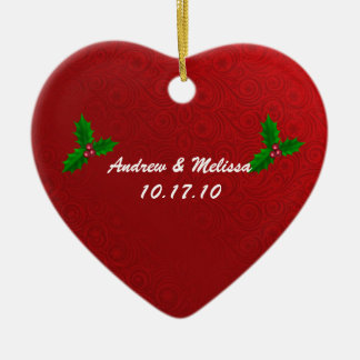 Ornamento De Cerâmica O casamento bonito casou nosso primeiro Natal