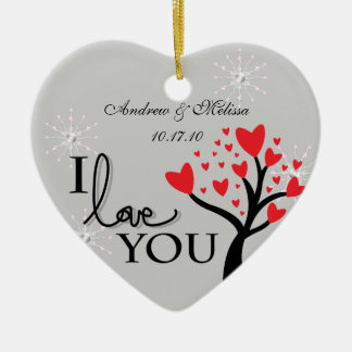 Ornamento De Cerâmica O casamento bonito casou nosso primeiro Natal