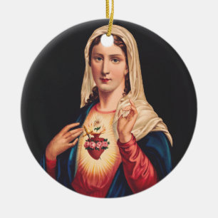 Ornamento De Cerâmica O Coração Imaculado de Maria