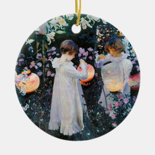 Ornamento De Cerâmica O cravo, lírio, lírio, aumentou - John Singer (Frente)