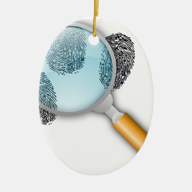 Ornamento De Cerâmica O dedo do achado dos indícios do detetive toma as (Frente)